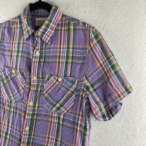 Denim & Supply Ralph Lauren Button Up Womens S Small Purple Plaid Short Sleeve - Picture 6 of 15